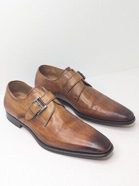 Magnanni Marco II Monk Strap Dress Shoes Brown Leather Mens 13